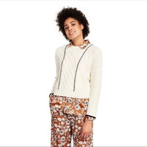 La Ligne x Target Cableknit Whipstitch Strip Crewneck Sweater Size XXS NWOT